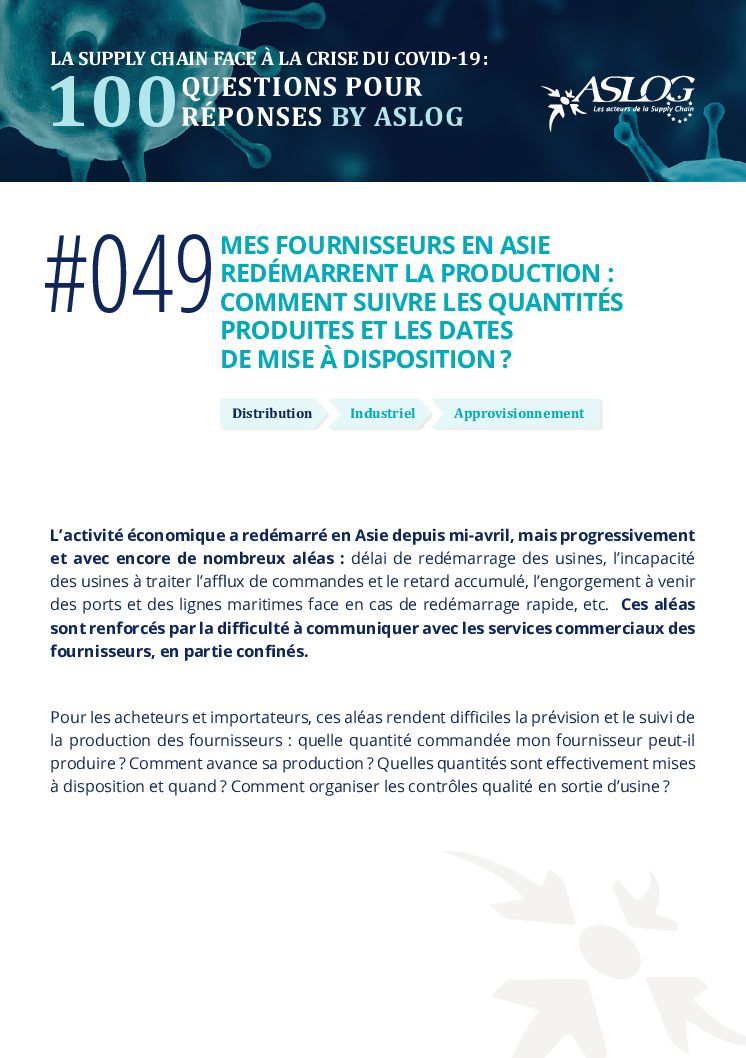 #049 Mes fournisseurs en Asie redémarrent la production : comment suivre les quantités produites et les dates de mise à disposition ?
