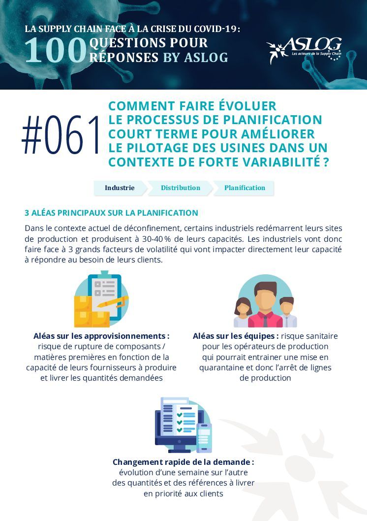 #061 Comment faire évoluer le processus de planification court terme pour améliorer le pilotage des usines dans un contexte de forte variabilité ?