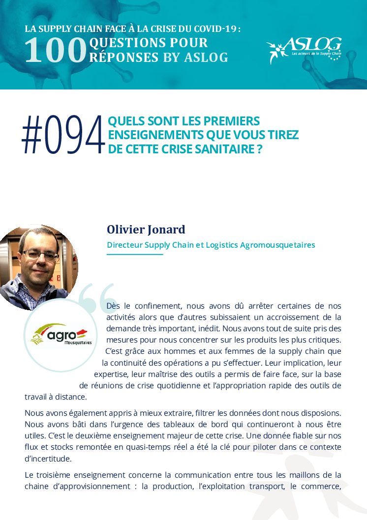 #094 Quels sont les 1er enseignements que vous tirez de cette crise sanitaire by Olivier Jonard pour les Agromousquetaires