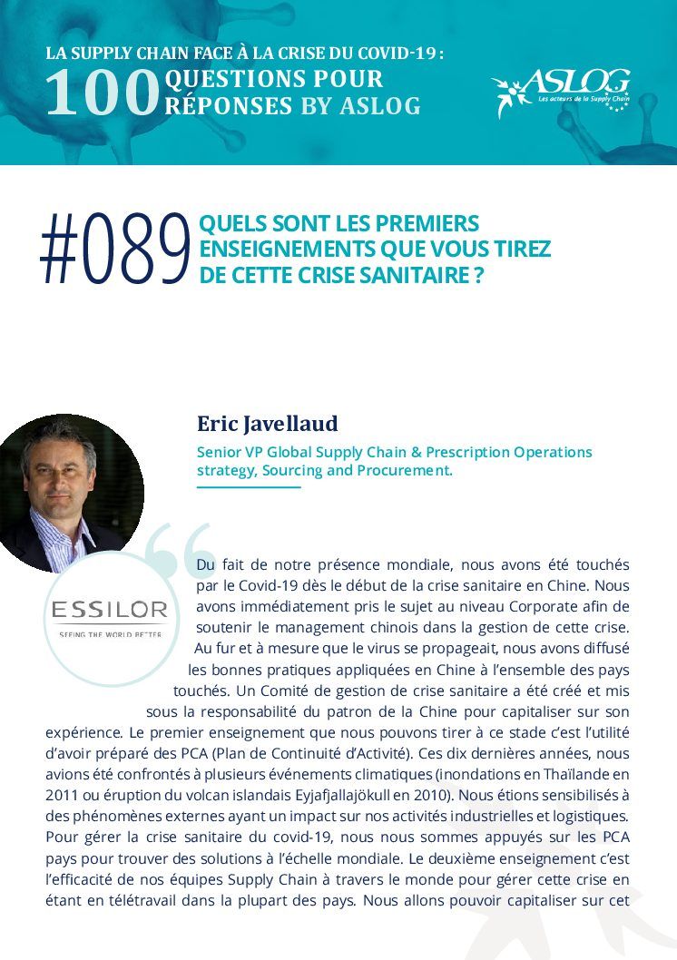 #089 Quels sont les 1er enseignements que vous tirez de cette crise sanitaire by Eric Javellaud d’ESSILOR