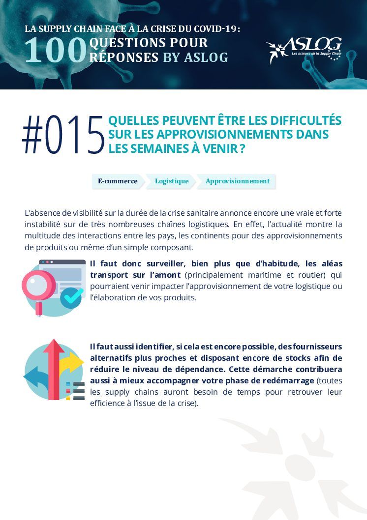 #015 QUELLES PEUVENT ÊTRE LES DIFFICULTÉS SUR LES APPROVISIONNEMENTS DANS LES SEMAINES À VENIR ?