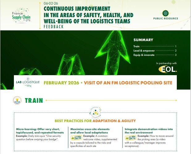 Feedback on continuous improvement in the areas of safety, health, and well-being of the logistics teams