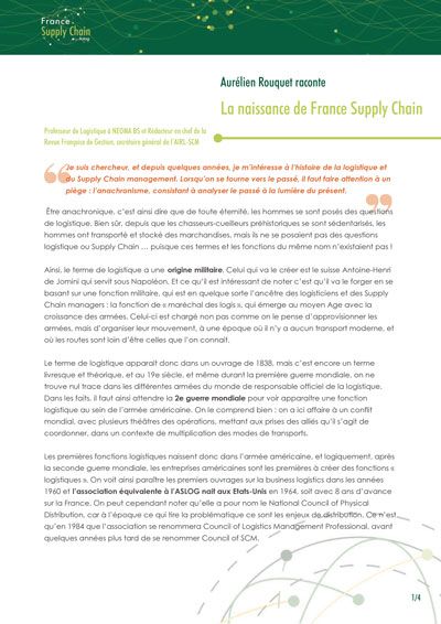 Couverture du document expliquant la naissance de l'Aslog