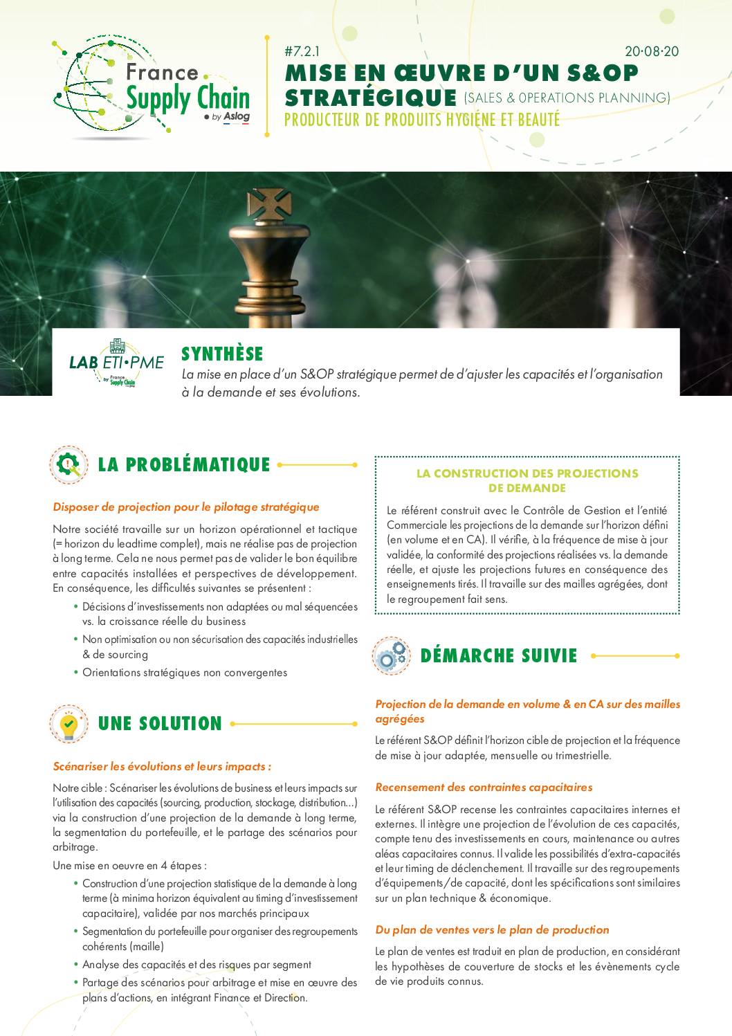 Mise en œuvre d’un S&OP stratégique (Sales & Operations planning)